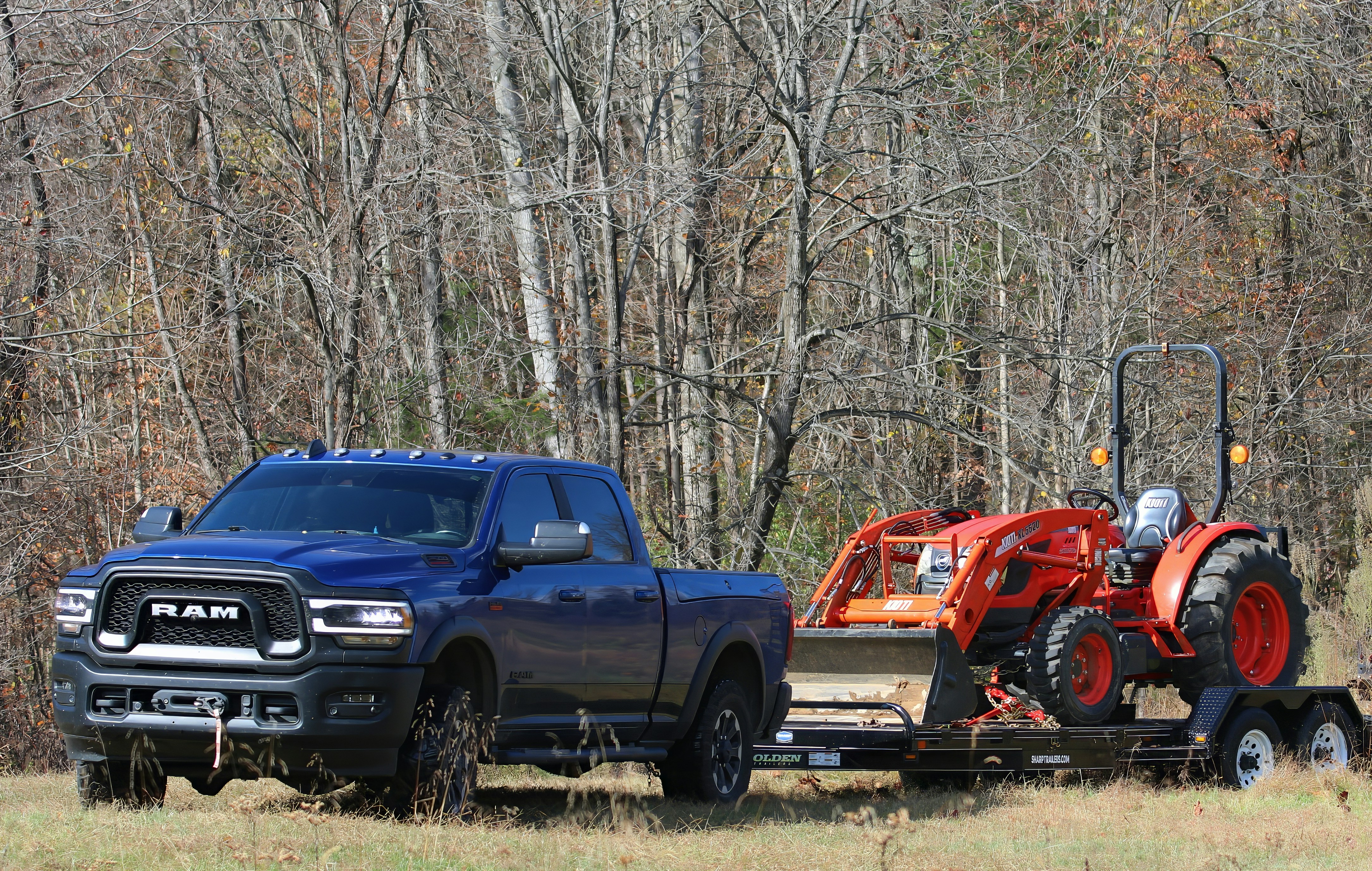 RAM pickup truck set up for towing
